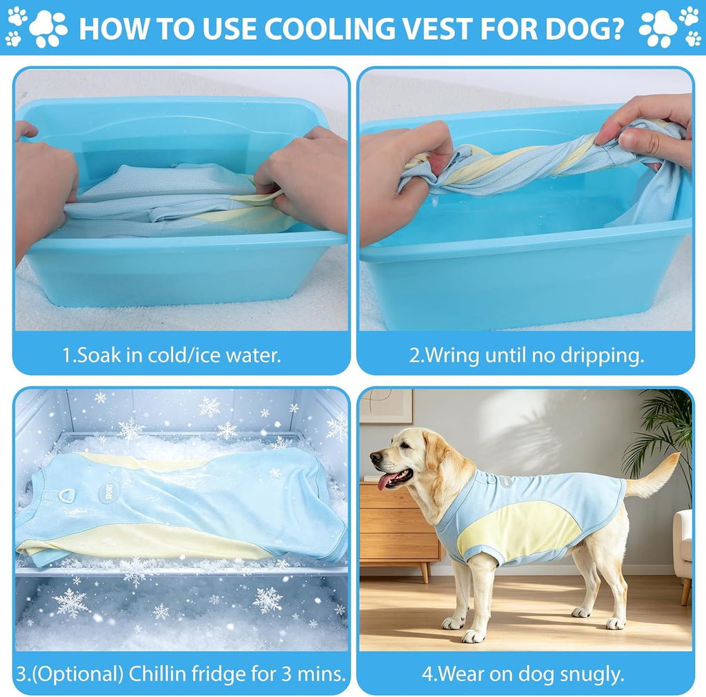 Ultimate Dog Cooling Vest - Ice Silk Breathable Mesh Jacket for All Breeds, Lightweight Summer Coat in Mustard Navy (XXL)